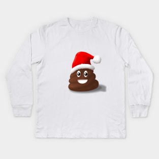 Christmas Poo Emoji Kids Long Sleeve T-Shirt